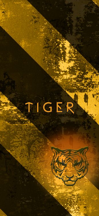 tiger head tattoo, graphic design, poster, brown, amber