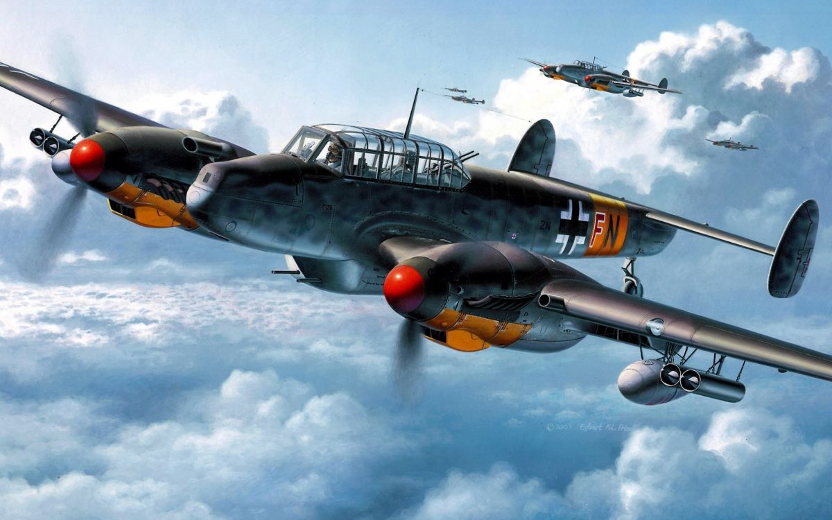 Avión de Combate Negro y Amarillo Volando en el Cielo Durante el Día. Wallpaper in 1920x1200 Resolution