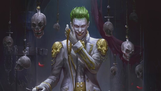 Image man in gold suit holding green haired woman figurine