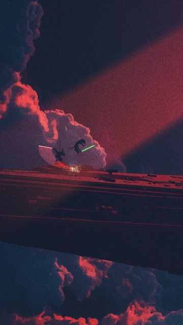 Image Star Destroyer, star wars, digital art, red, performance