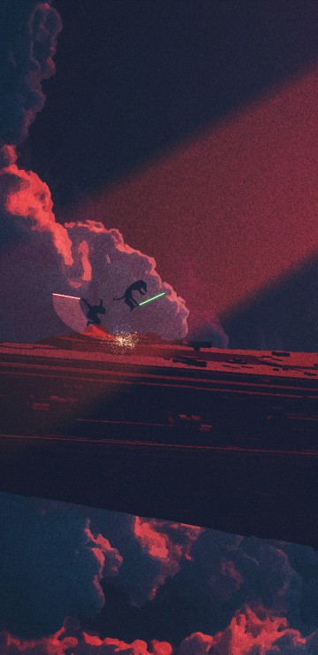 Image Star Destroyer, star wars, digital art, red, performance