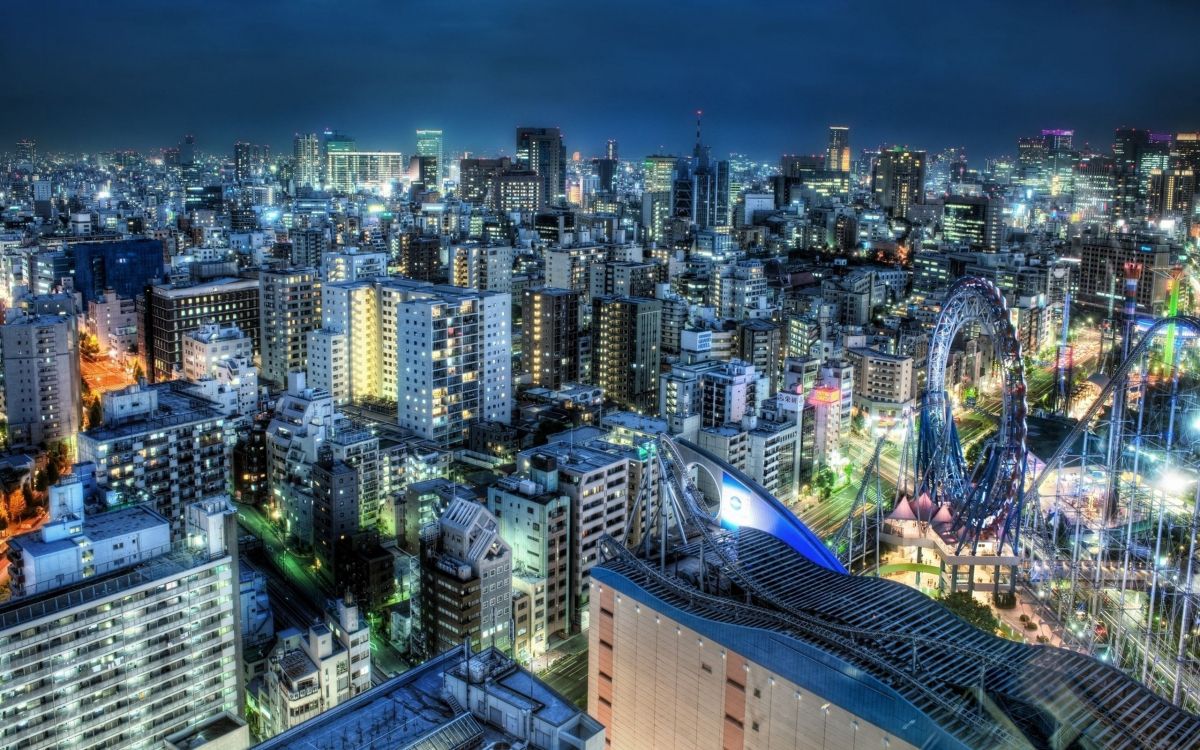 city skyline during night time