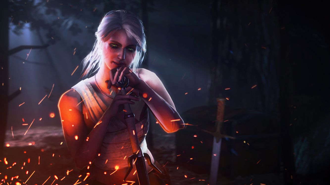 The Witcher 3 Wild Hunt, Ciri, Geralt de Rivia, The Witcher, Músico. Wallpaper in 7680x4320 Resolution