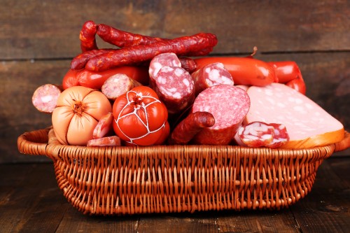 Image red chili on brown woven basket