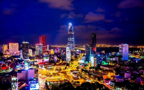 Image city skyline during night time