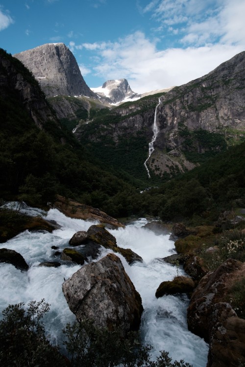 Image nature, fjord, alps, mount scenery, waterfall