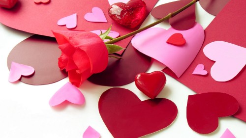 Image valentines day, heart, pink, petal, love