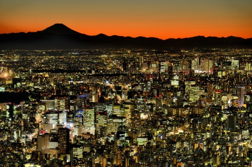 Image city skyline during night time