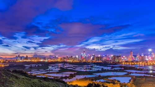 Image city skyline during night time