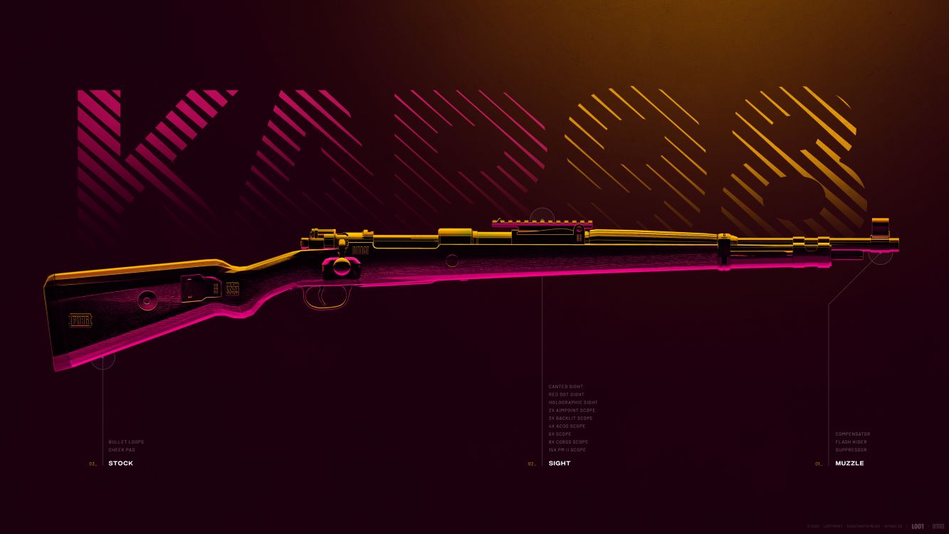 PUBG, PLAYERUNKNOWN'S BATTLEGROUNDS, Carabina 98k, Rojo, Magenta. Wallpaper in 3840x2160 Resolution