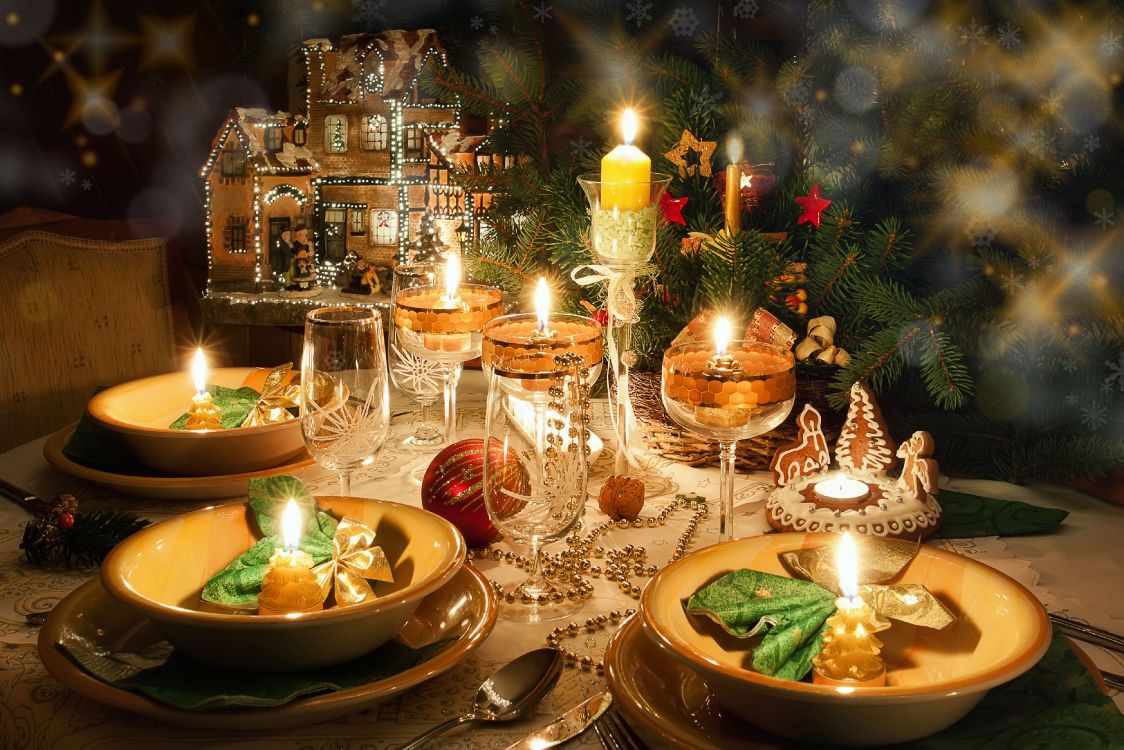 Le Jour De Noël, le Dîner de Noël, Bougie, Décoration de Noël, Souper. Wallpaper in 4000x2667 Resolution
