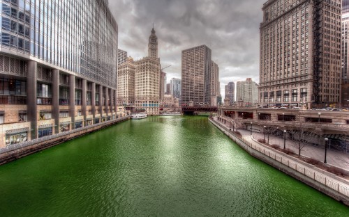 Image body of water between high rise buildings during daytime