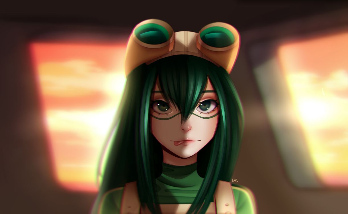Green Haired Female Anime Character. Wallpaper in 4400x2700 Resolution
