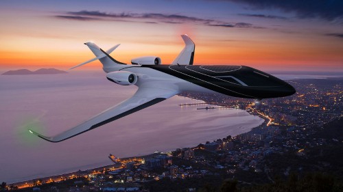 Image white airplane flying over city during night time