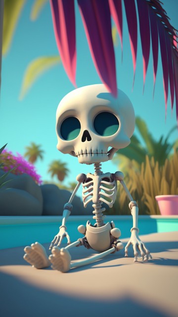 Image skull, cartoon, light, azure, toy