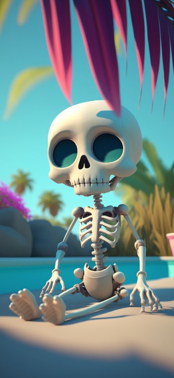 Image skull, cartoon, light, azure, toy