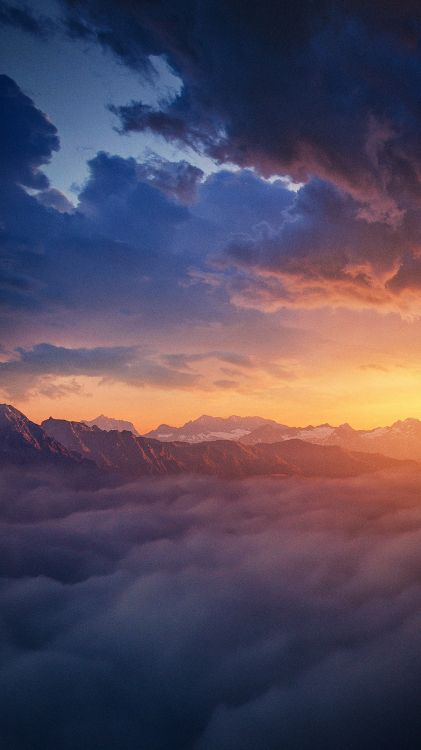 cloud, atmosphere, afterglow, azure, mountain