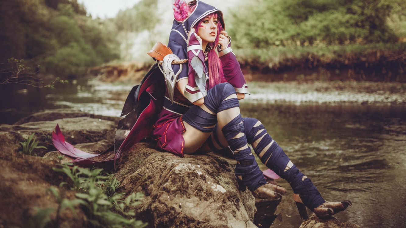 league of legends cosplay, league of legends, cosplay, face, water