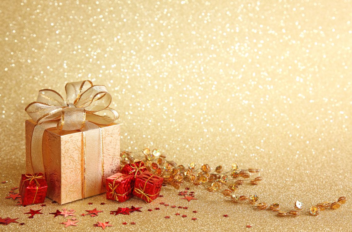 新的一年, 圣诞节那天, 礼品包装, 丝带, 圣诞装饰 壁纸 5483x3616 允许
