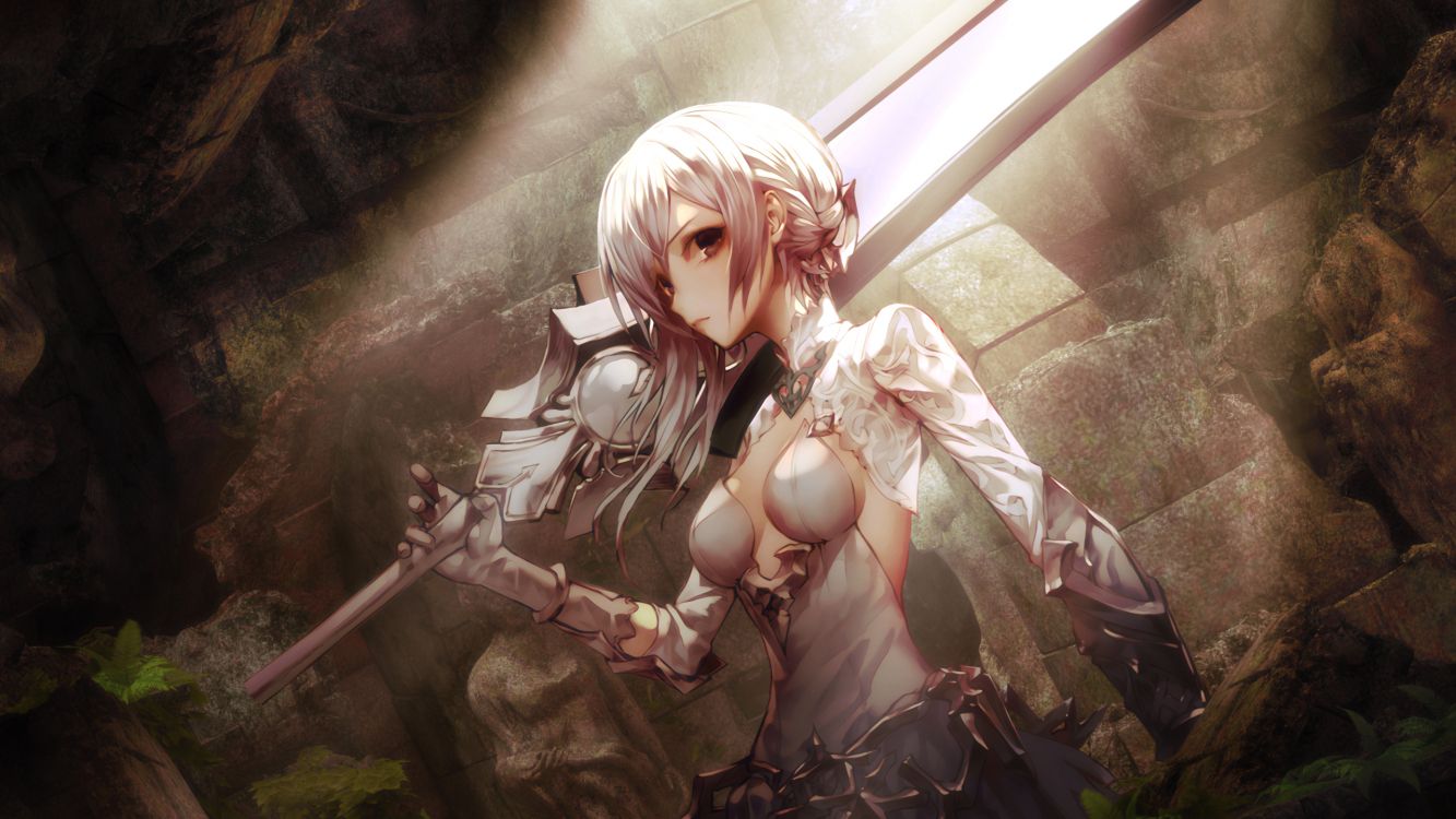 Femme en Robe Noire Tenant un Bâton. Wallpaper in 2560x1440 Resolution