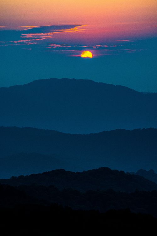 dawn, blue, cloud, mountain, cumulus