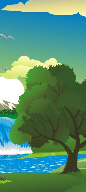 Illustration, Illustrator, Ökoregion, Licht, Blau. Wallpaper in 1080x2400 Resolution