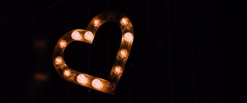 Image heart, love, gold, darkness, night