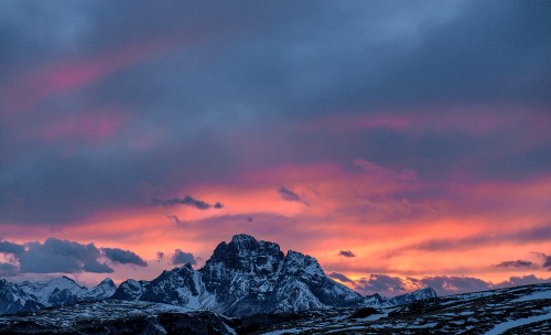 Image cloud, afterglow, mountain, mountainous landforms, nature