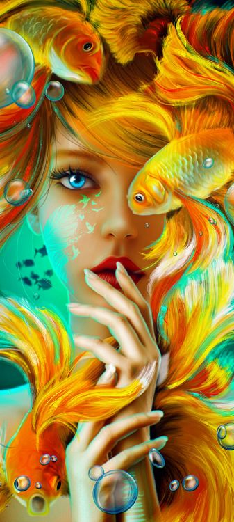 Moderne Kunst, Kunst, Malerei, Digitale Kunst, Portrait. Wallpaper in 1080x2400 Resolution