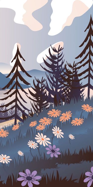 Illustration, la Peinture de Paysage, Graphisme, Esthétique, White. Wallpaper in 750x1500 Resolution