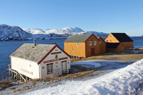 Image brown and white wooden houses on snow covered ground during daytime