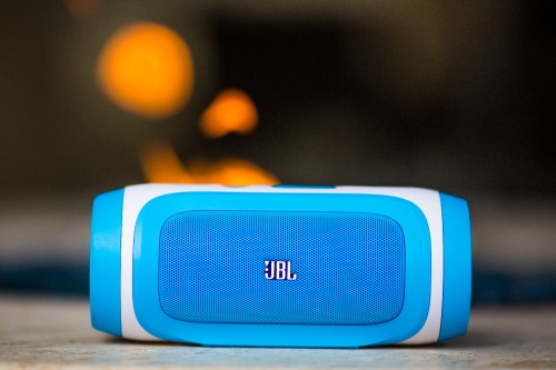 Image blue and white jbl portable speaker