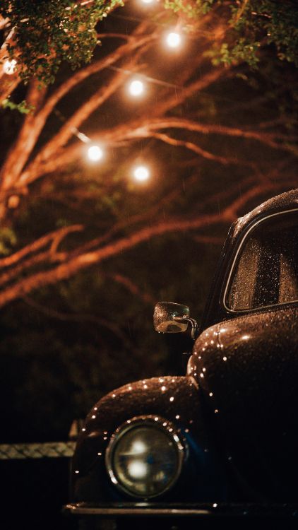 Voiture de Coléoptère Noir au Milieu de la Route Pendant la Nuit. Wallpaper in 3391x6016 Resolution