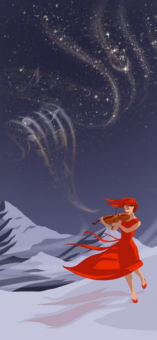 Image violin, wisgoon, snow, cartoon, painting