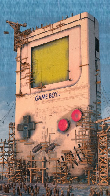 Image video game console, vaporwave, ancient technology, art, ancient history