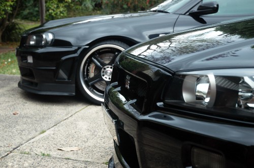 Image black car on gray concrete floor