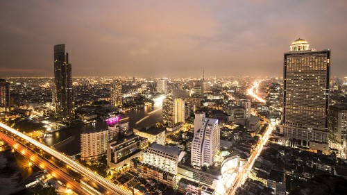 Image city skyline during night time