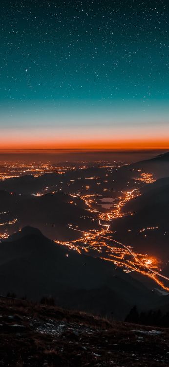 Vue de Nuit Pendant L'heure D'or, Nuit, L'heure Dorée, Atmosphère, Nature. Wallpaper in 1080x2340 Resolution