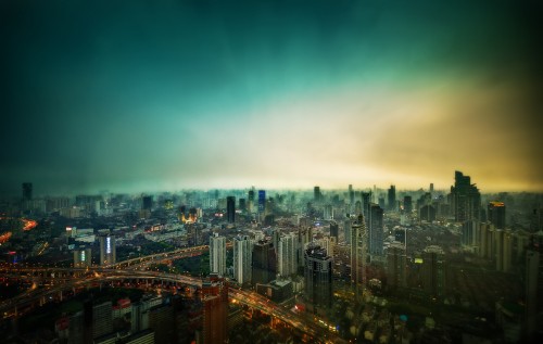 Image city skyline during night time