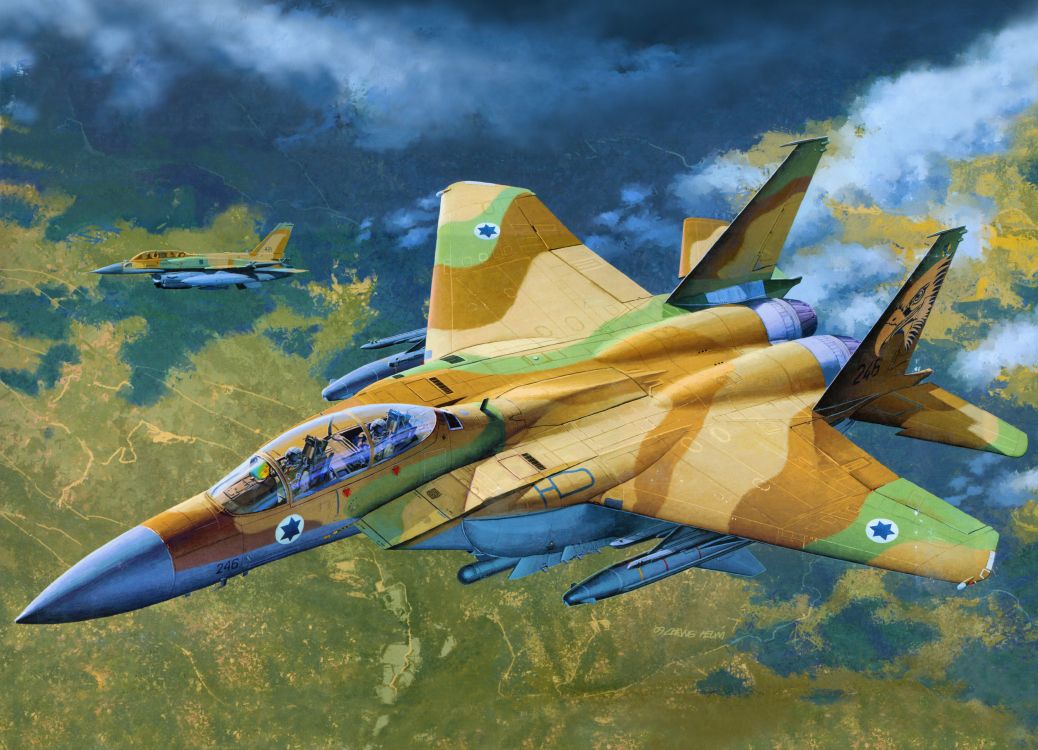 Yellow and Blue Jet Plane. Wallpaper in 9556x6899 Resolution
