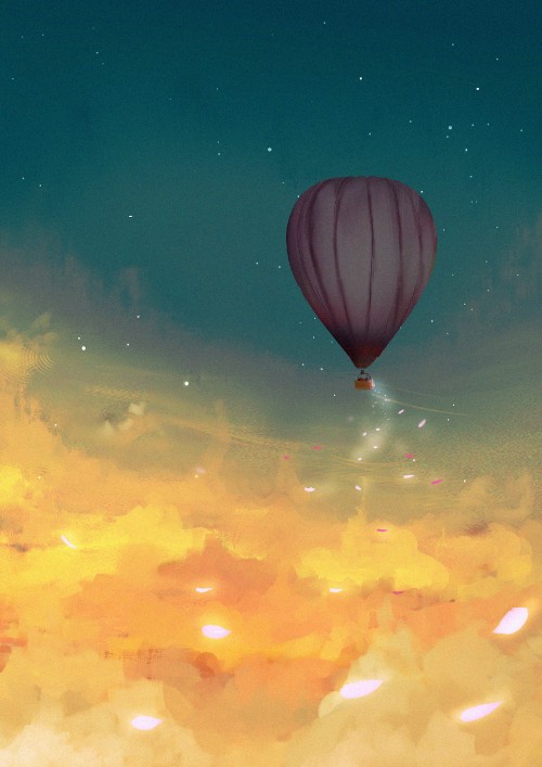 Image blue hot air balloon on sky