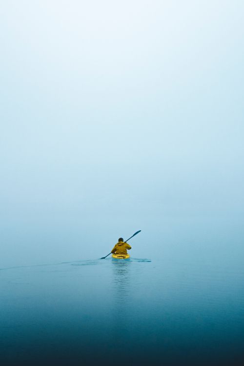 sea, water, blue, Kayaking, yellow