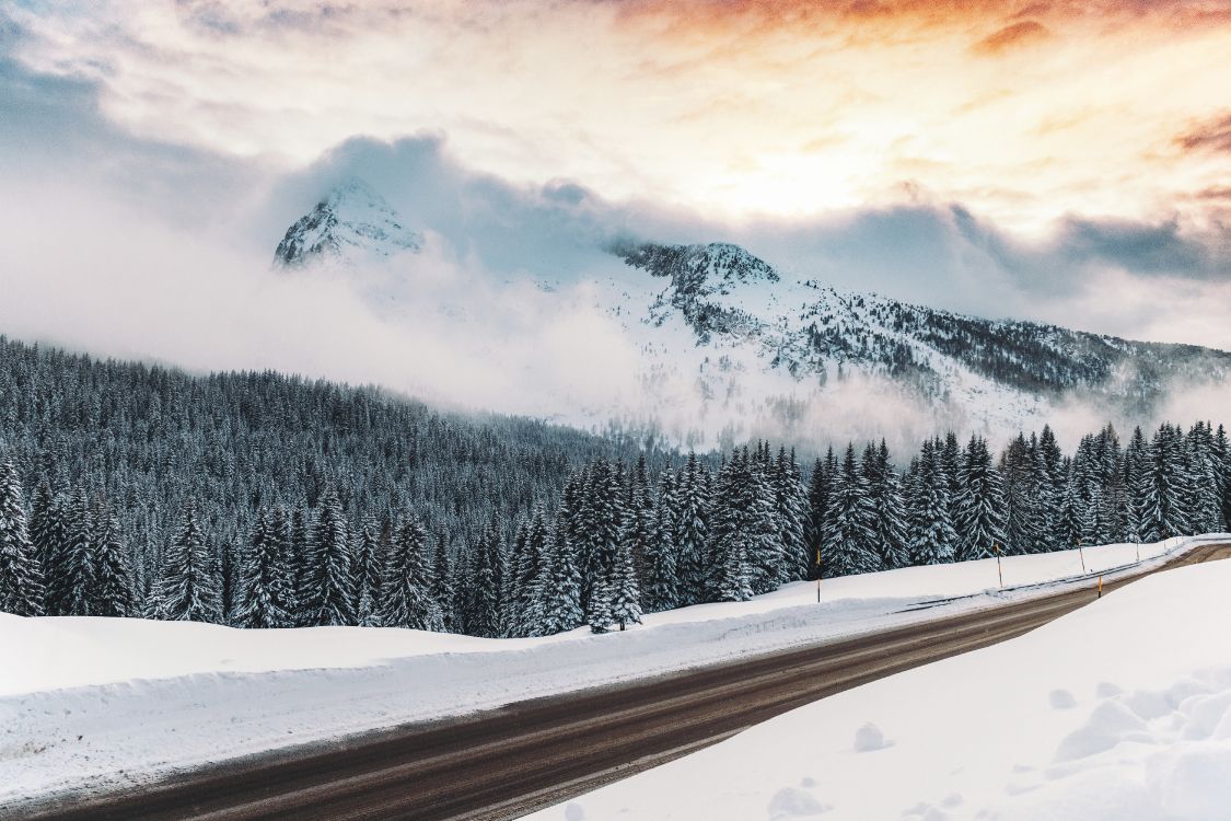 winter, mountain, snow, nature, cloud