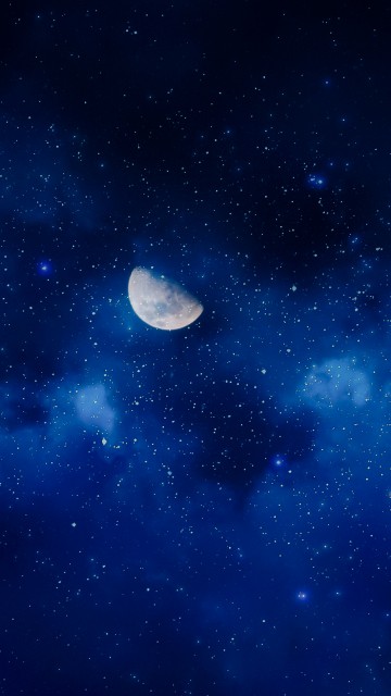 Image white moon in blue sky