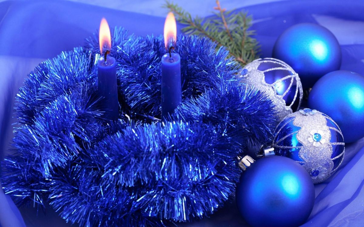 Weihnachtsdekoration, Blau, Weihnachtsbeleuchtung, Kobaltblau, Kerze. Wallpaper in 1920x1200 Resolution