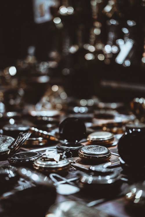 Image silver round coins on table