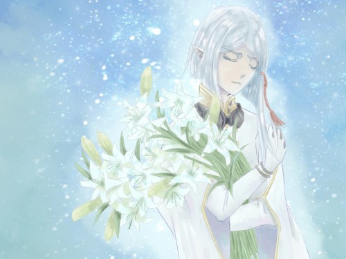 Image white haired male anime character