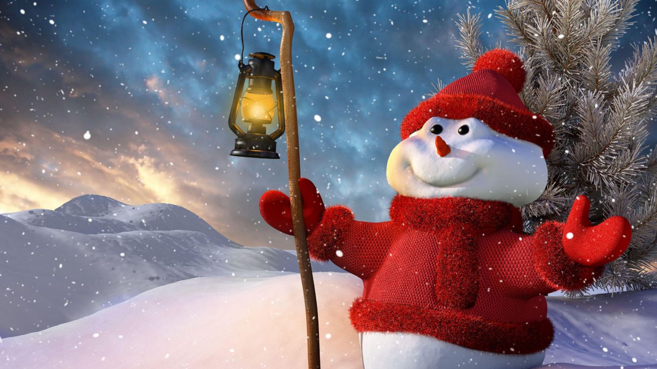 Snowman, Christmas, Space, Freezing, Christmas Tree. Wallpaper in 5120x2880 Resolution