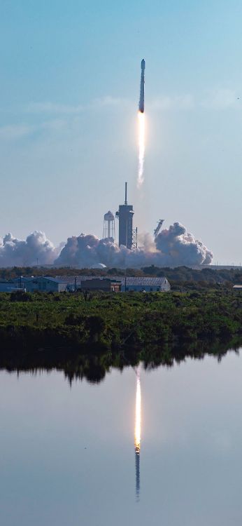 SpaceX, 火箭, 国际空间站, 猎鹰9, 龙2 壁纸 1284x2778 允许