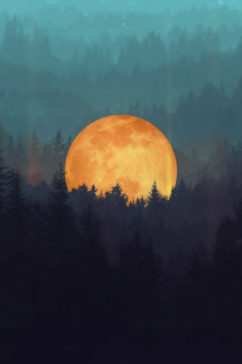 Arte, Gráficos, Naturaleza, Ambiente, Luna. Wallpaper in 2560x3840 Resolution